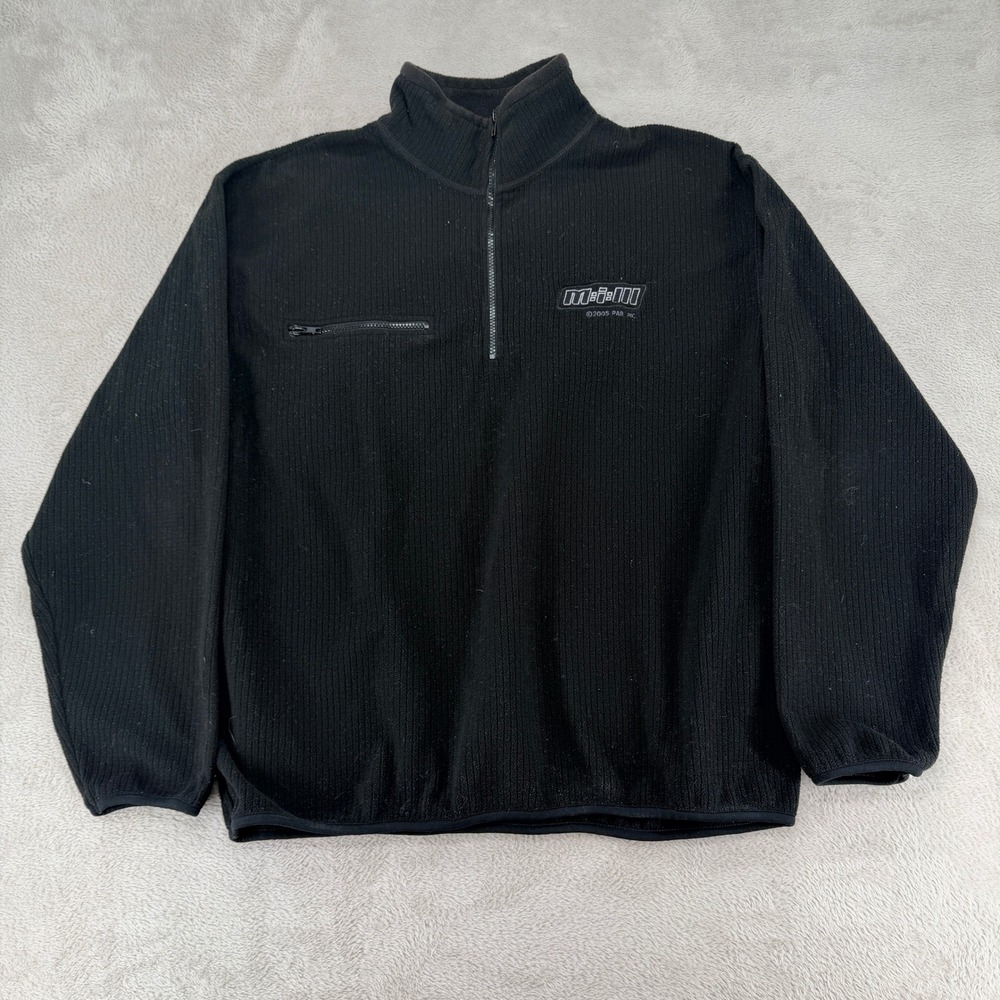 VTG Tri Mountain Mission Impossible 3 Sweatshirt Mens L Black Rib Fleece 1/4 Zip
